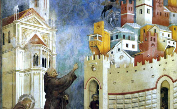 François chasse les démons de la ville d'Arezzo. (Giotto)