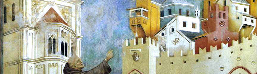 François chasse les démons de la ville d'Arezzo. (Giotto)