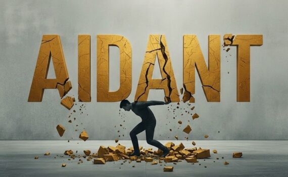 homme portant le mot aidant comme atlas porte le monde