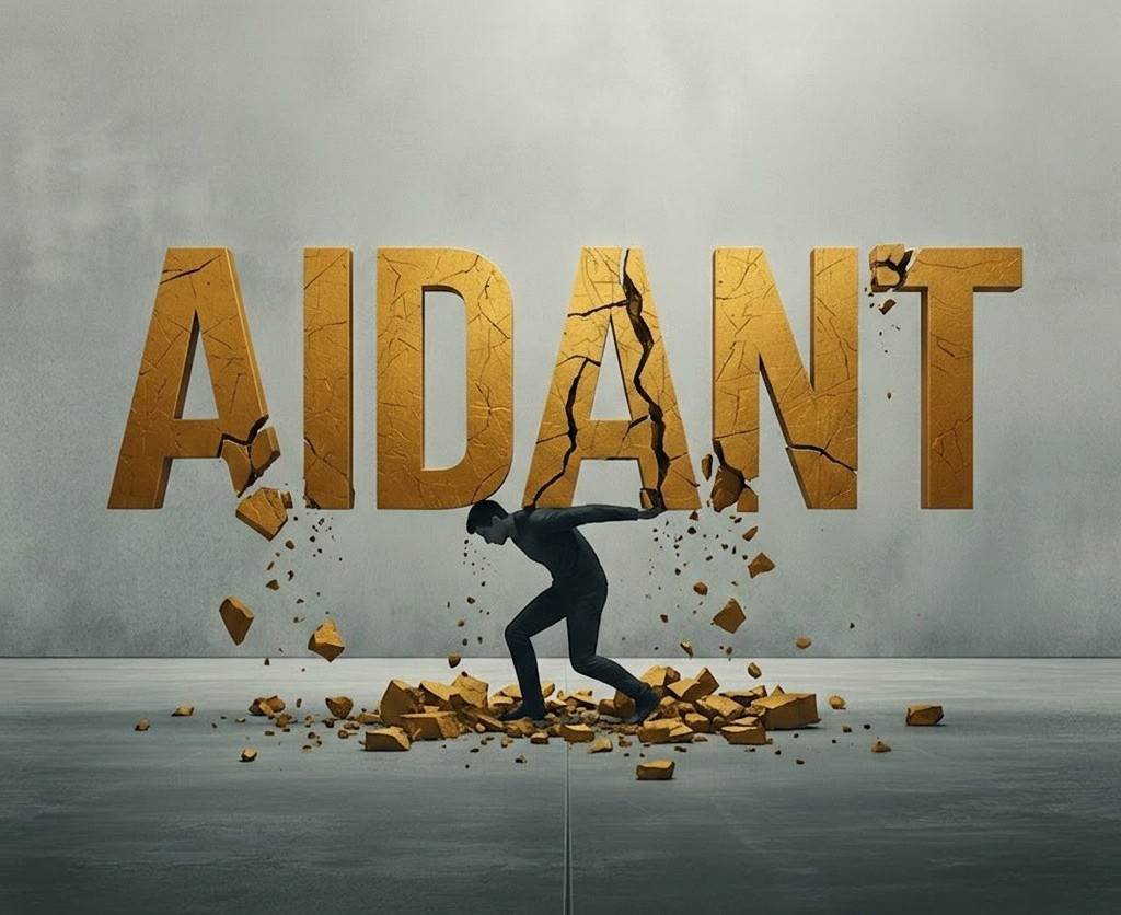 homme portant le mot aidant comme atlas porte le monde